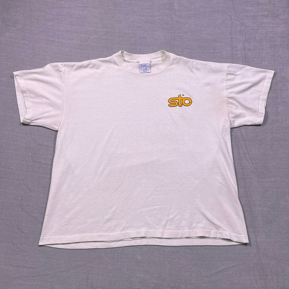 Vintage STO Premier Sportswear T Shirt Mens X Large‎ White Graphic Tee Made USA